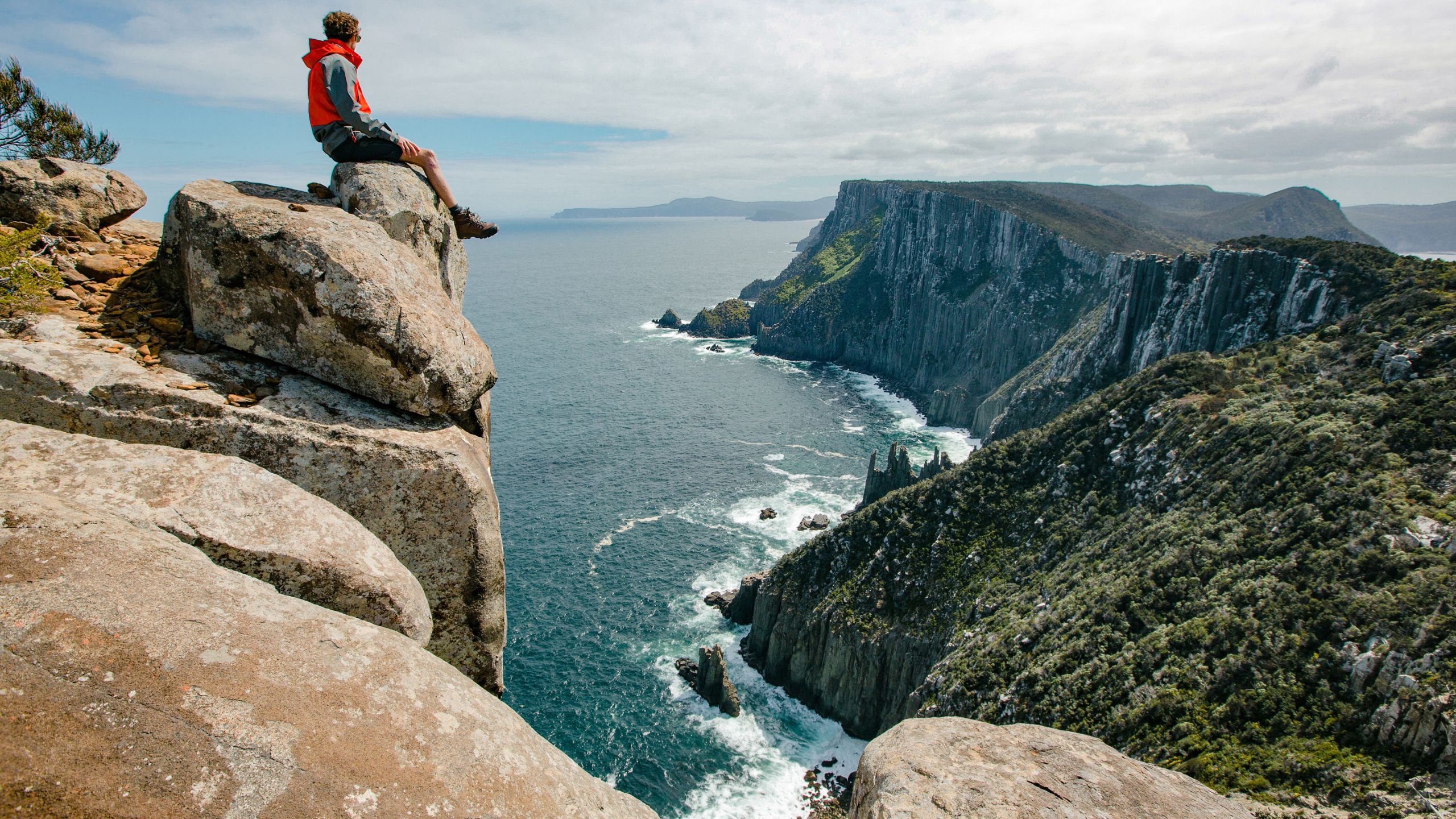 Hiker On Top The Three Capes Track