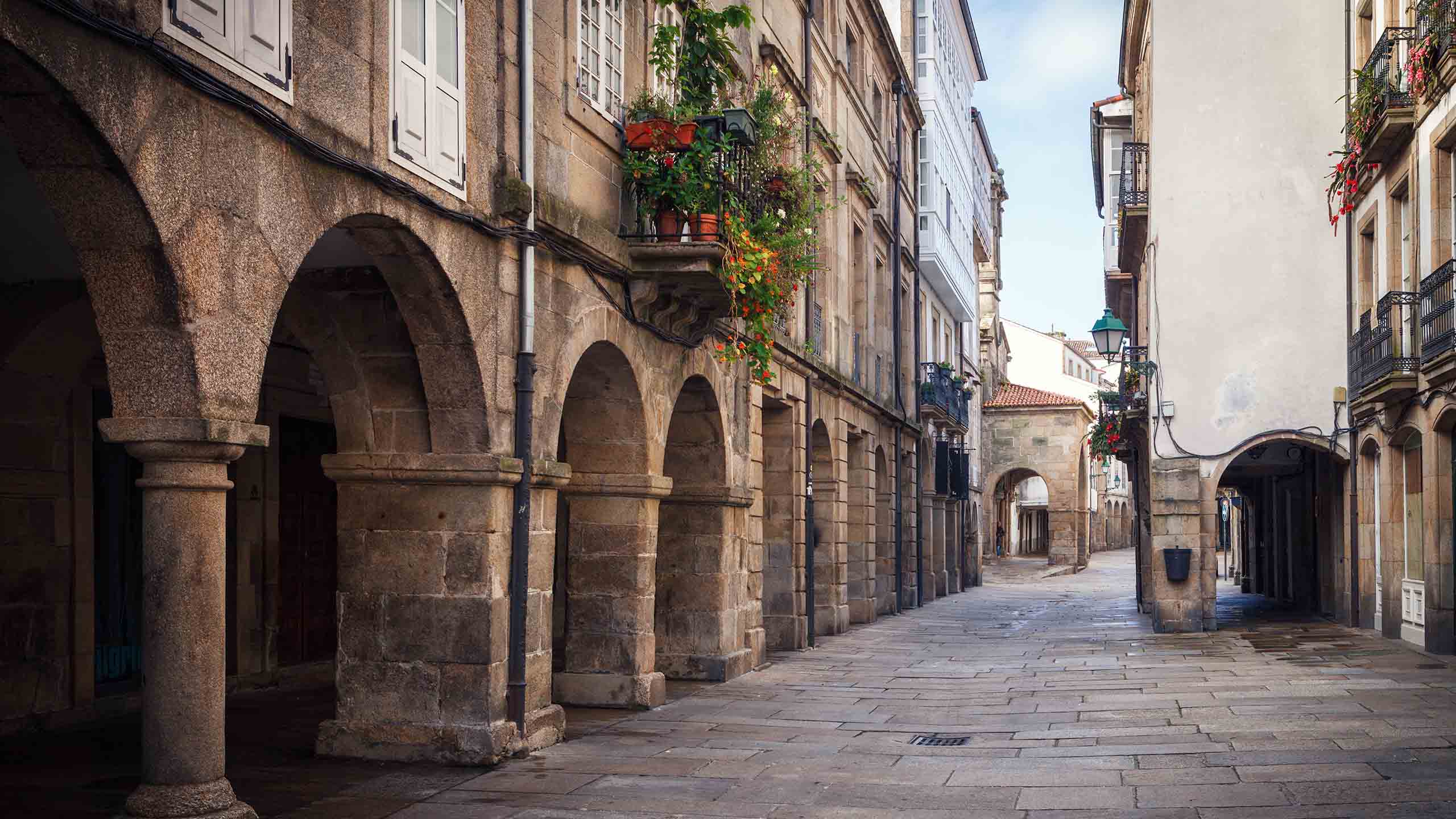 Historic Building Facades in Old Town Santiago de Compostela by Jarcosa