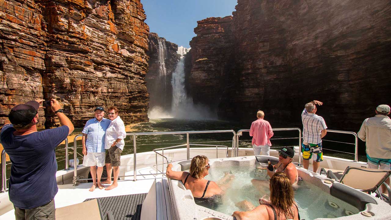 kimberley-quest-western-australia-cruise-relaxing-by-king-george-falls