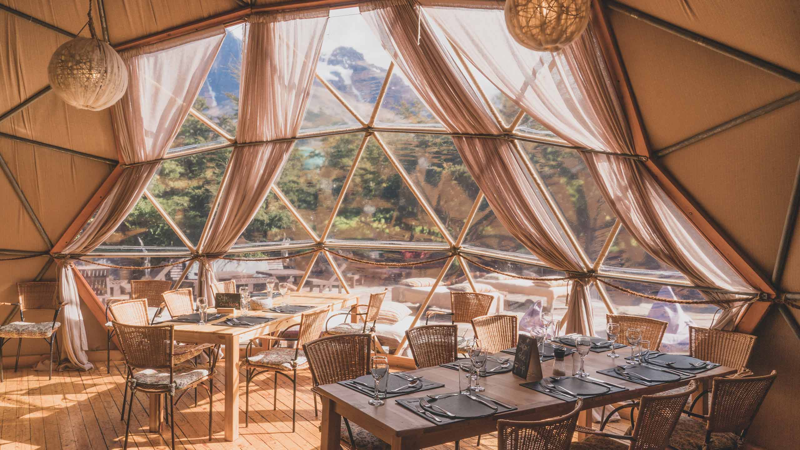 ecocamp-patagonia-chile-dome-dining-area